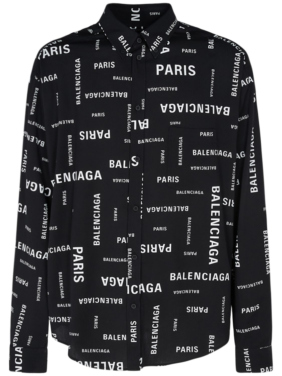 Paris Allover Viscose Poplin Shirt - BALENCIAGA - Modalova