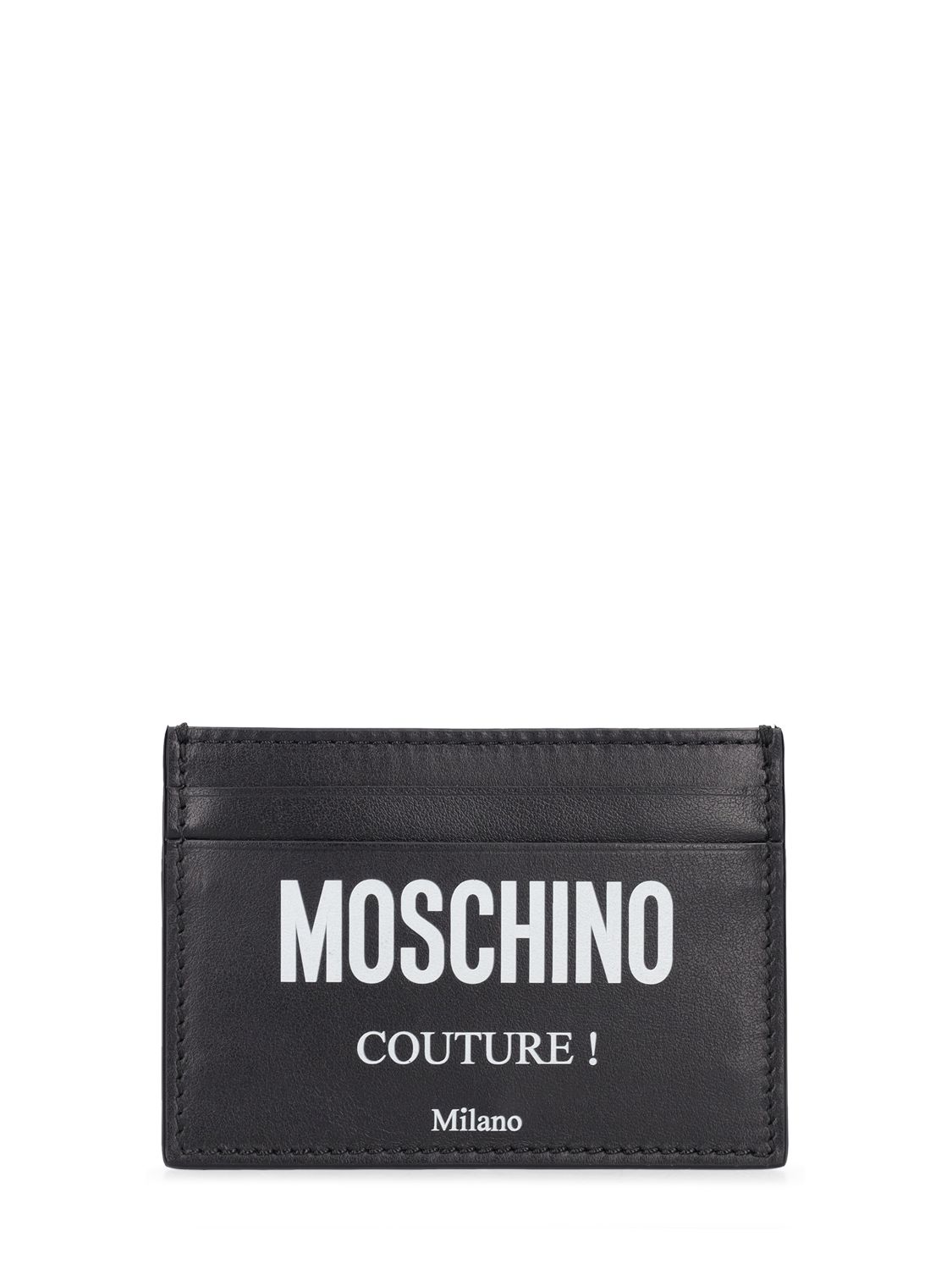 Logo Print Leather Card Holder - MOSCHINO - Modalova