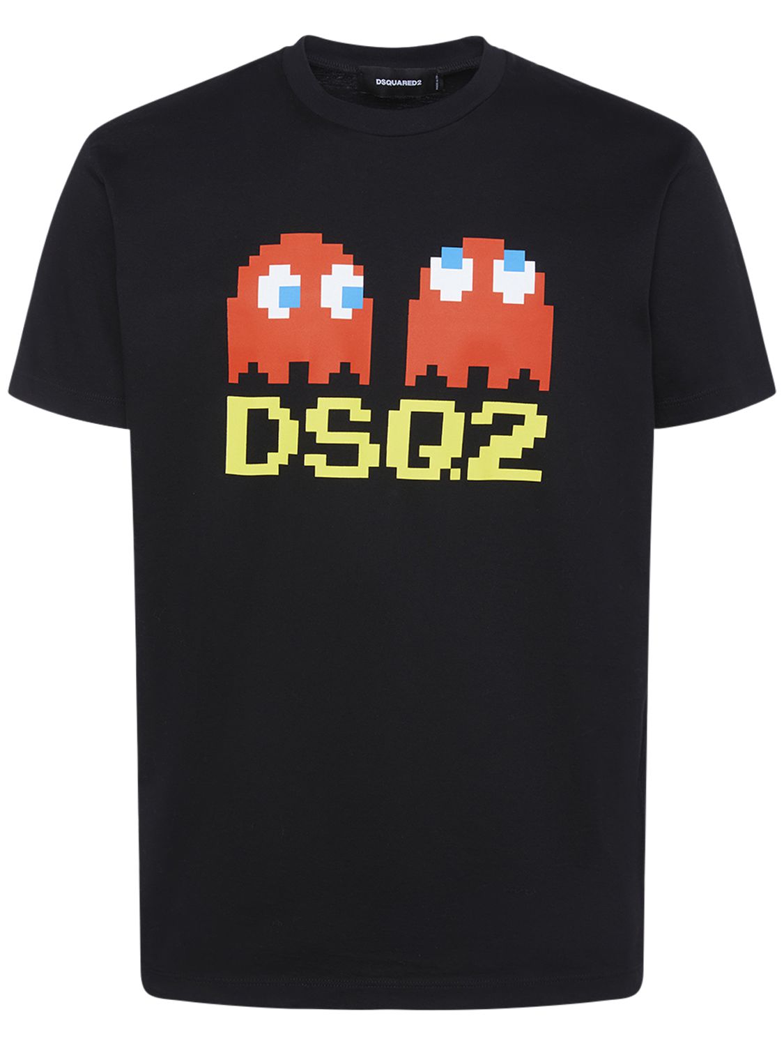 Pac-man Logo Printed Cotton T-shirt - DSQUARED2 - Modalova