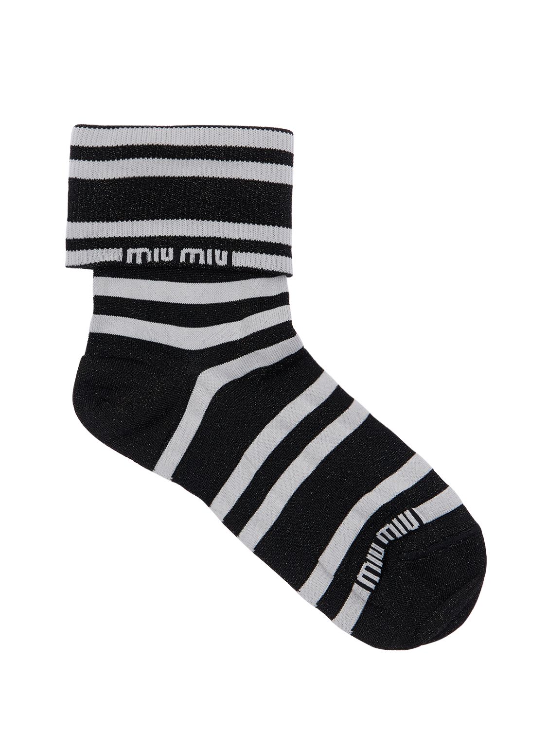 Logo Striped Lurex Socks - MIU MIU - Modalova