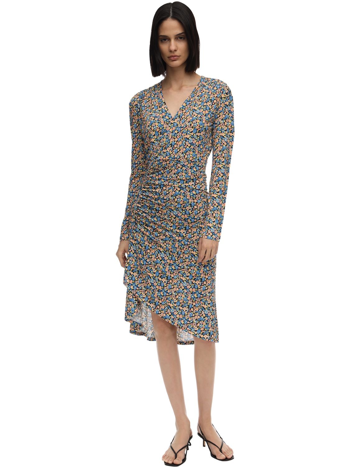 Floral Print Jersey Midi Dress - ATLEIN - Modalova
