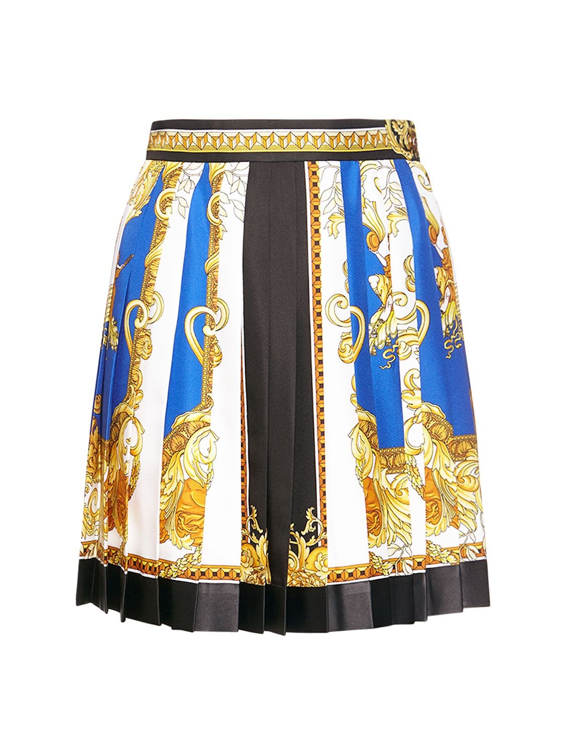 Printed Pleated Silk Twill Mini Skirt - VERSACE - Modalova