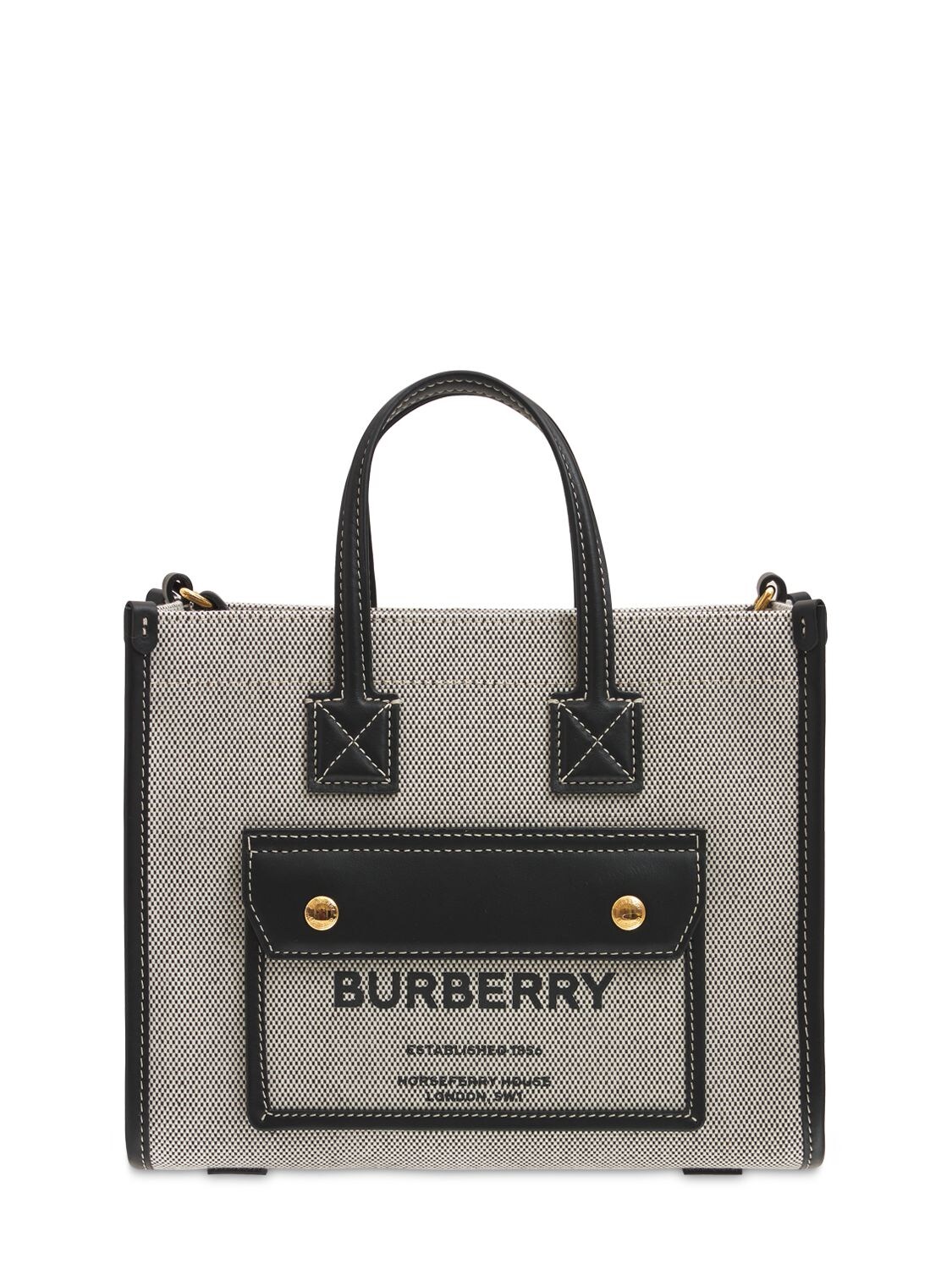 Mini Freya Leather & Canvas Tote Bag - BURBERRY - Modalova