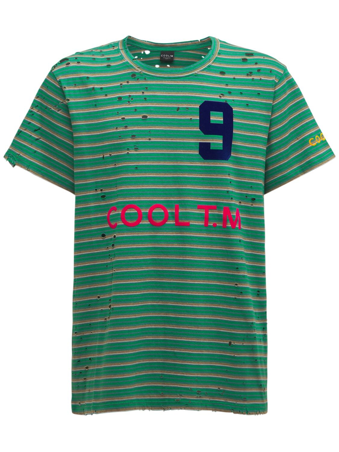 Stripe Number Distressed Printed T-shirt - COOL TM - Modalova