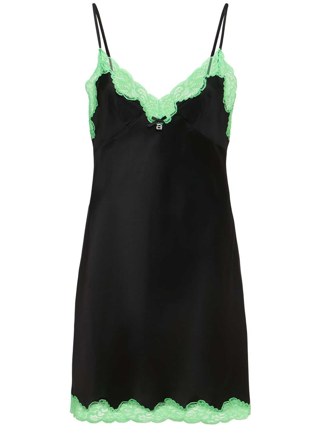 Silk Satin Slip Mini Dress W/ Lace - ALEXANDER WANG - Modalova