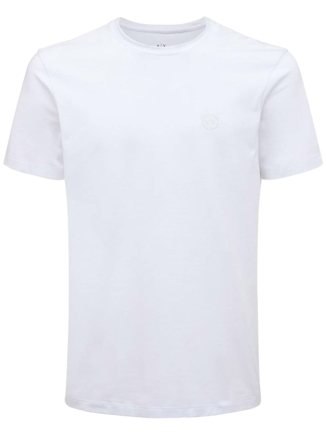Logo Print Stretch Cotton T-shirt - ARMANI EXCHANGE - Modalova