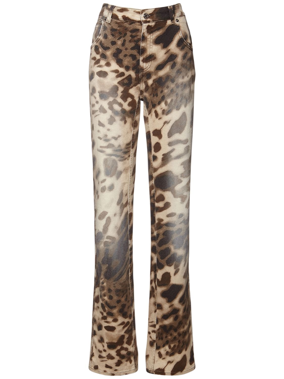 Leopard Print Cotton Denim Jeans - BLUMARINE - Modalova