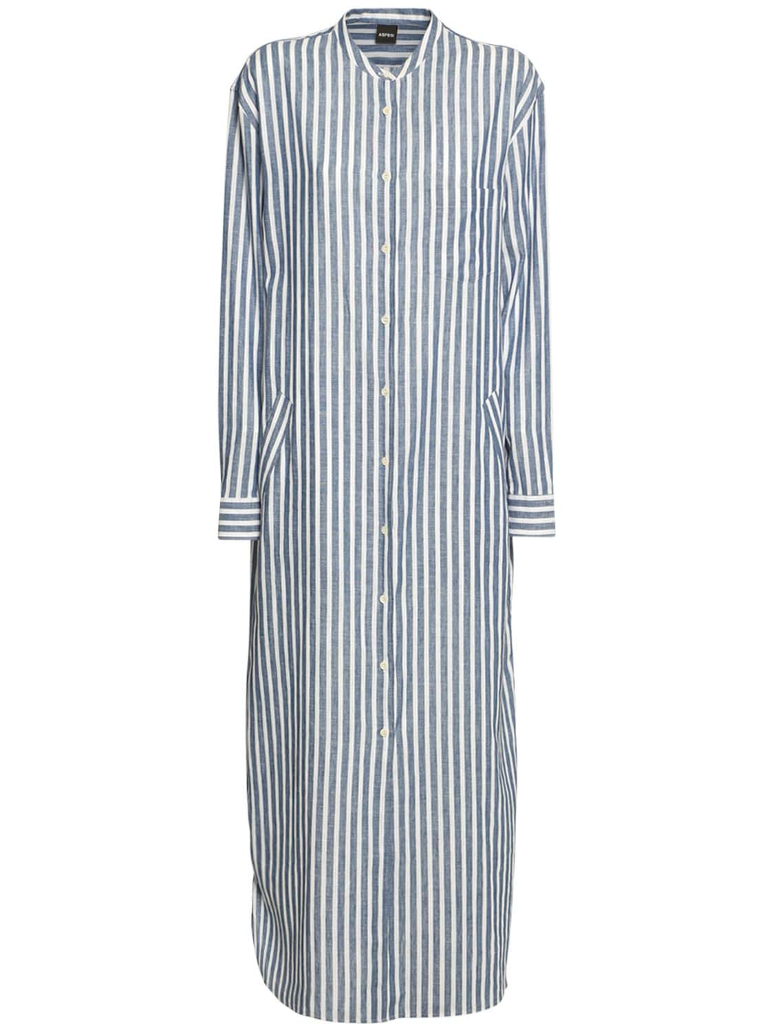 Striped Cotton & Linen Shirt Dress - ASPESI - Modalova