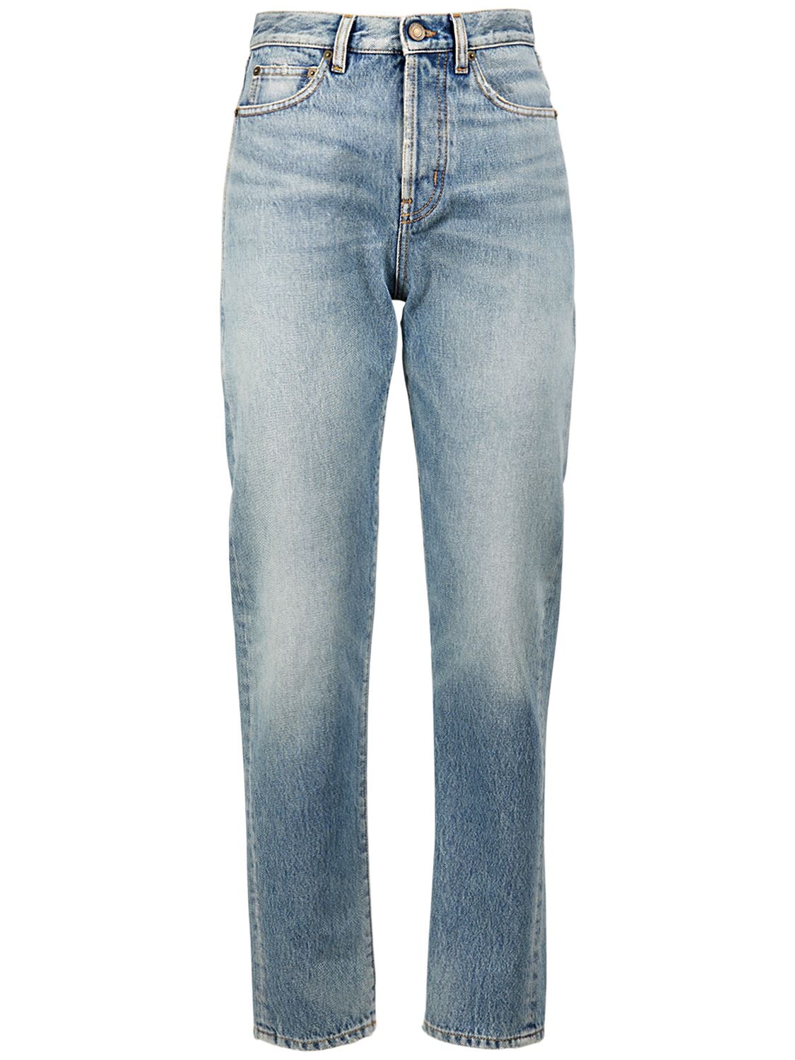 Jeans Slim Fit In Denim Di Cotone - SAINT LAURENT - Modalova