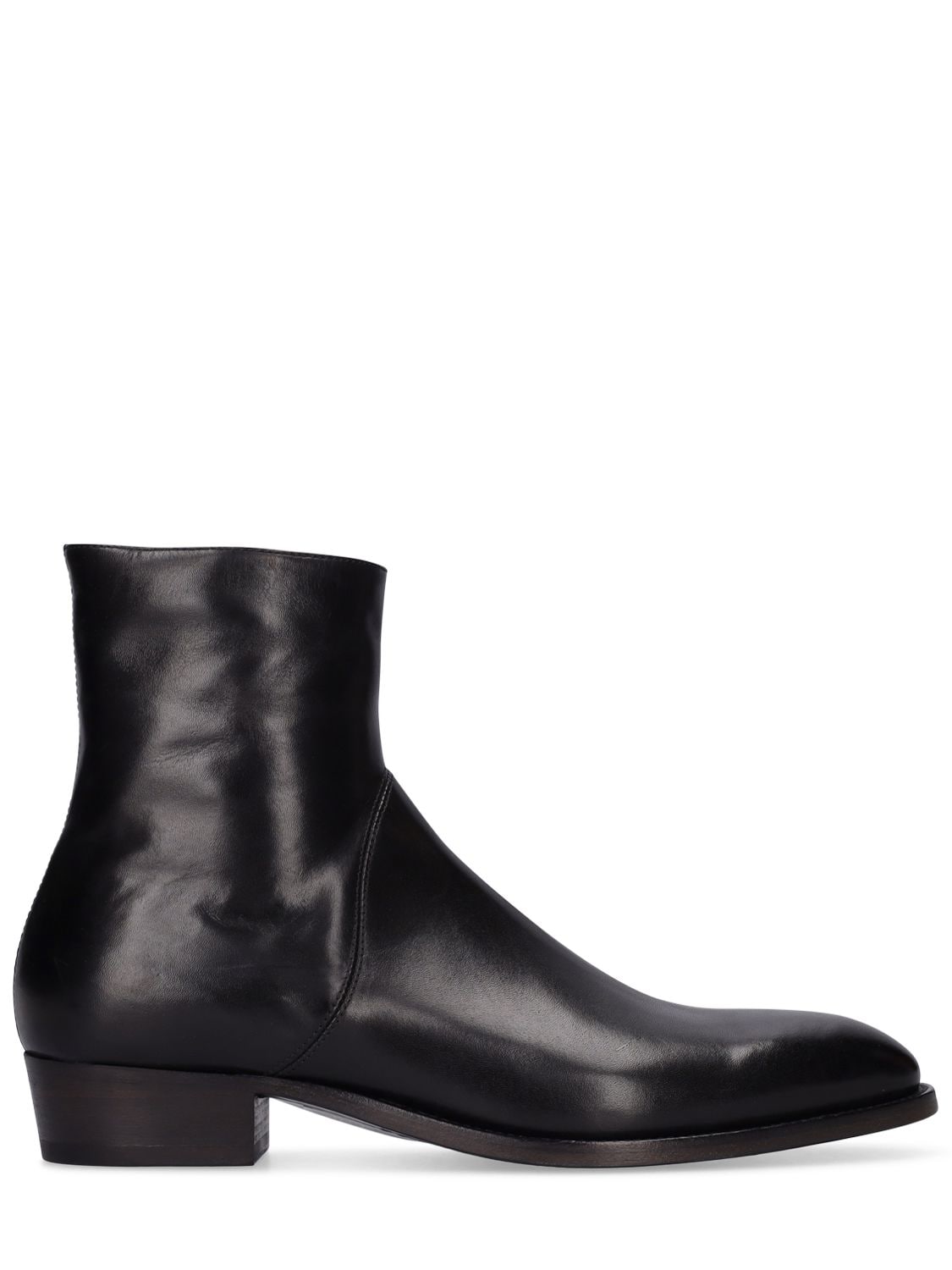 Sleek Leather Ankle Boots W/ Zip - ALBERTO FASCIANI - Modalova