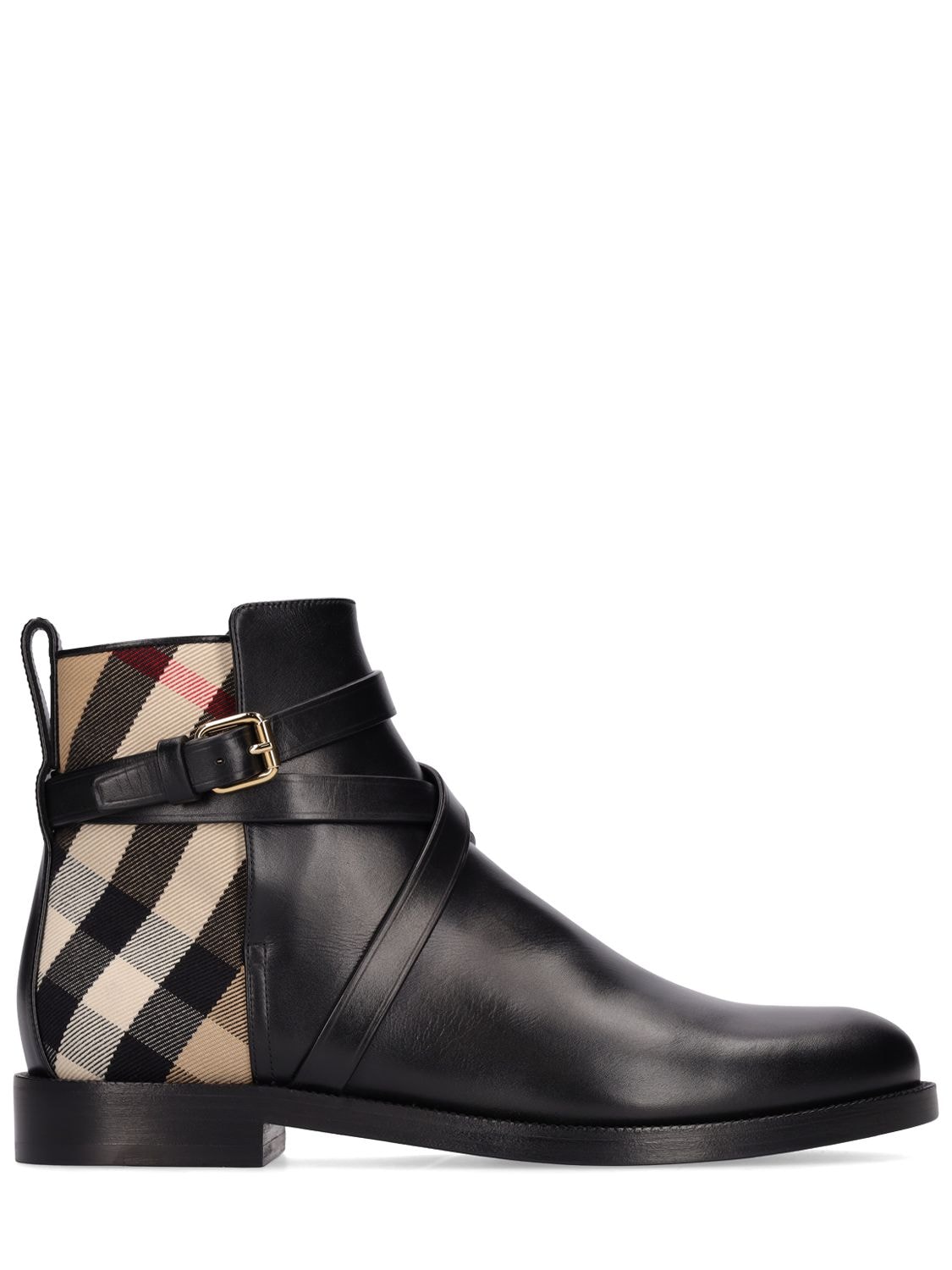 Mm New Pryle Leather & Check Boots - BURBERRY - Modalova