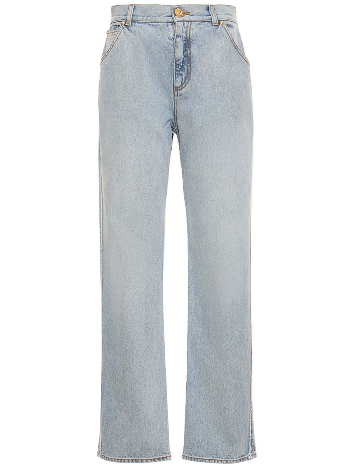 Jeans Dritti Slim Fit In Di Cotone Vintage - BALMAIN - Modalova