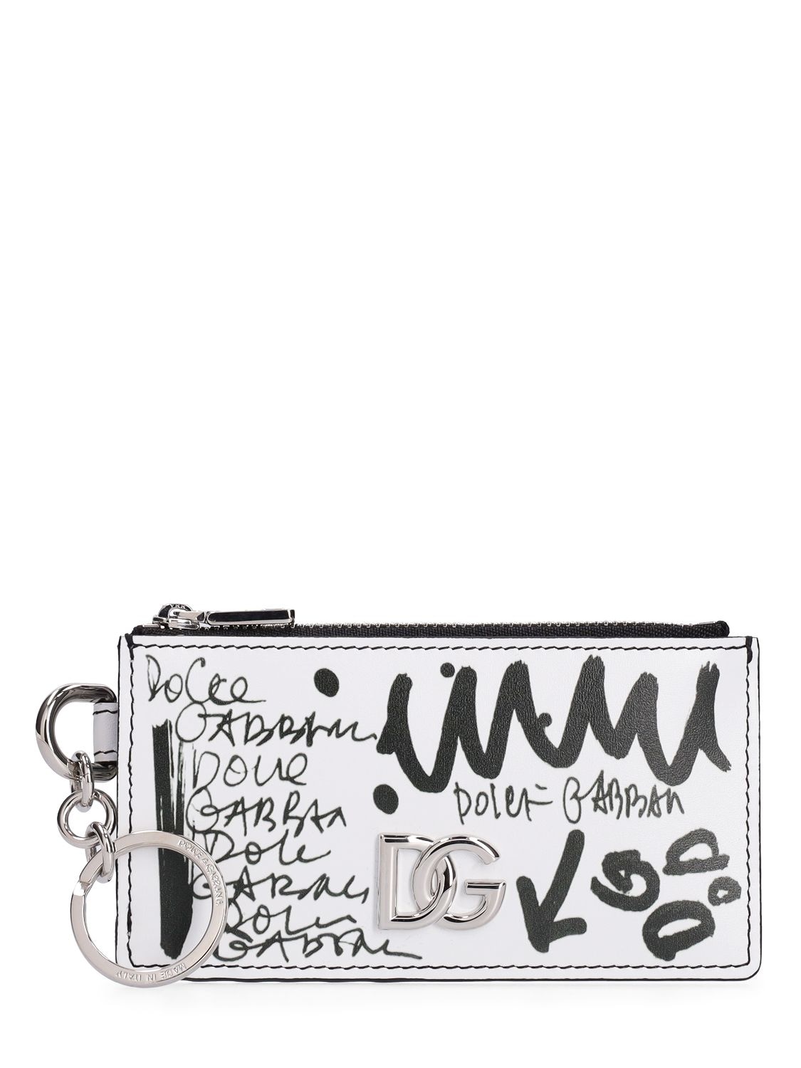 Graffiti Leather Card Holder W/key Ring - DOLCE & GABBANA - Modalova