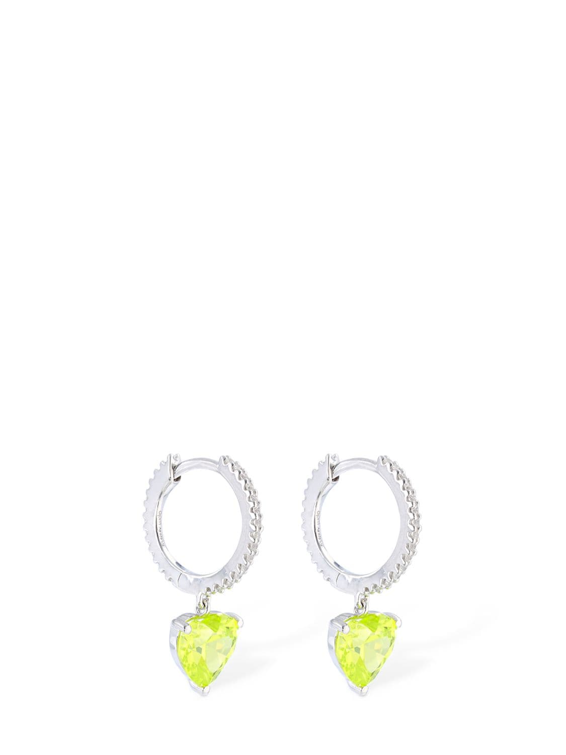 Green Crystal Heart Huggie Earrings - APM MONACO - Modalova