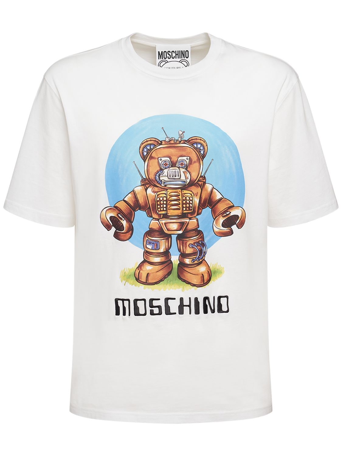 Teddy Print Cotton Jersey T-shirt - MOSCHINO - Modalova