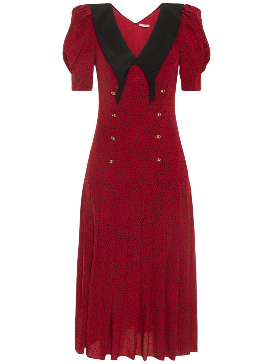 Silk Crepe Printed Midi Dress W/ Bow - ALESSANDRA RICH - Modalova