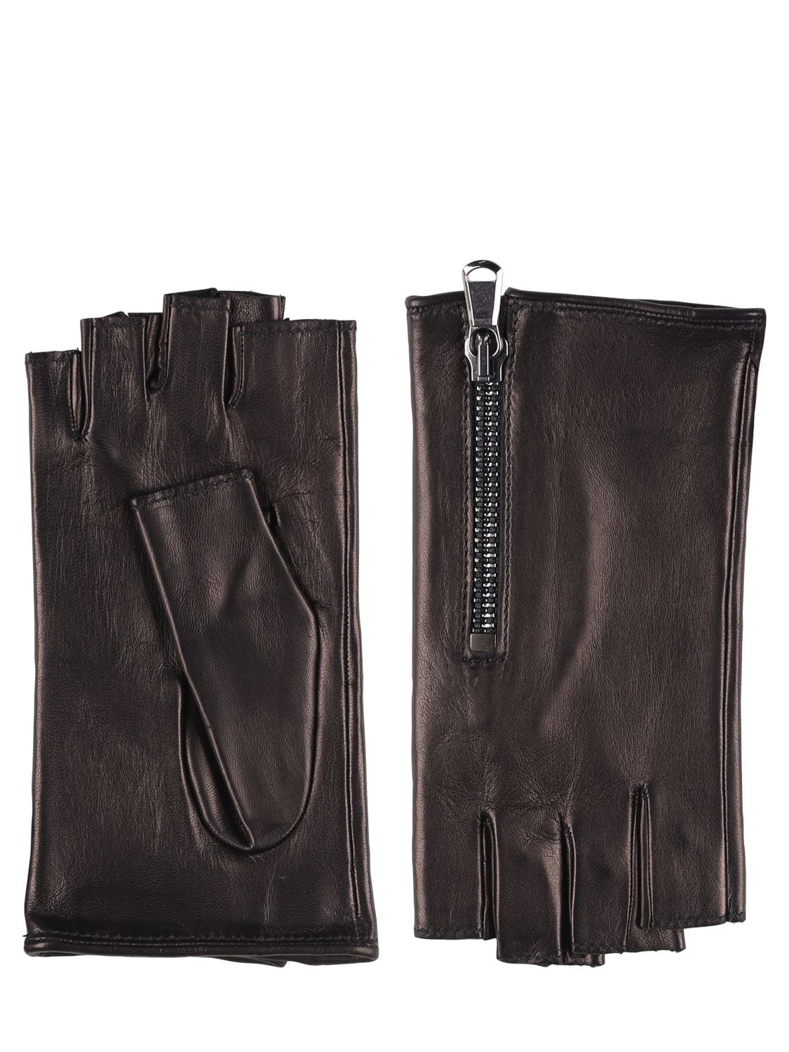 Fingerless Leather Gloves - MARIO PORTOLANO - Modalova