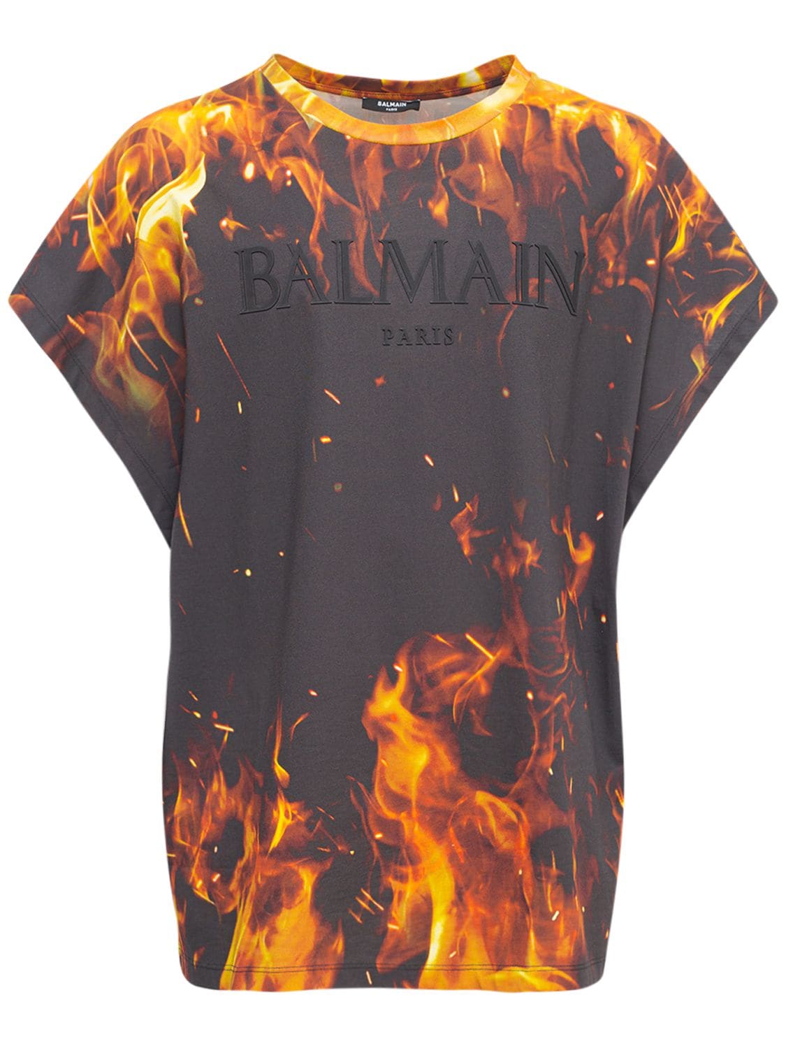 T-shirt Boxy Fit Ao Fire In Jersey Con Stampa - BALMAIN - Modalova