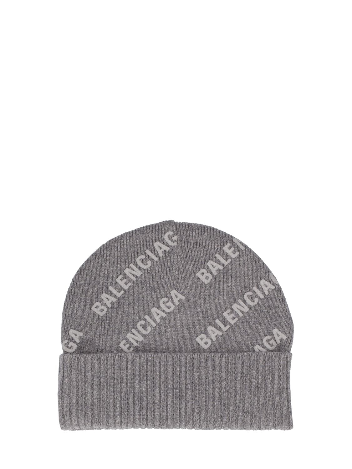 Logo Printed Cashmere Knit Beanie Hat - BALENCIAGA - Modalova