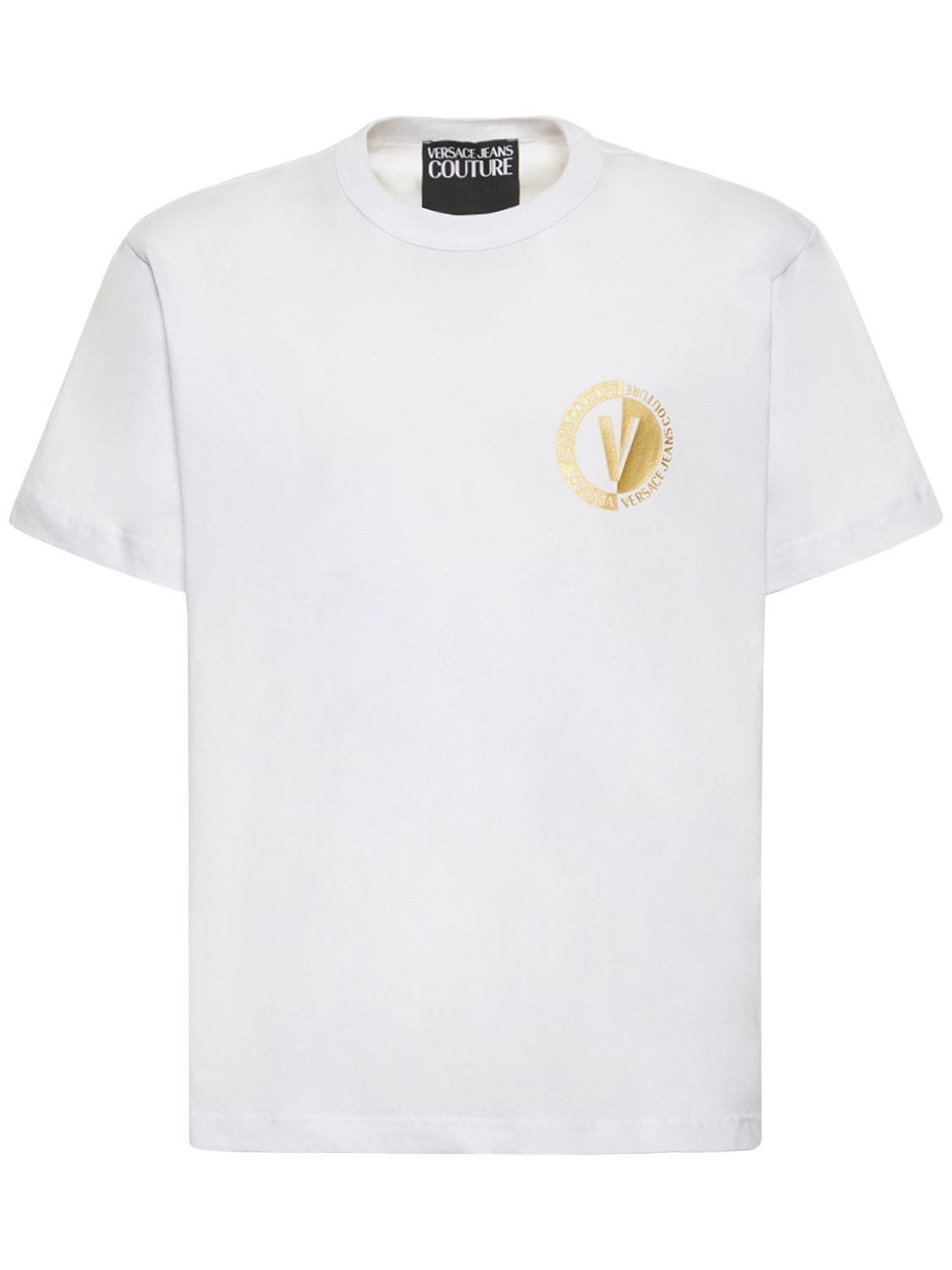 T-shirt V-emblem In Jersey Di Cotone - VERSACE JEANS COUTURE - Modalova