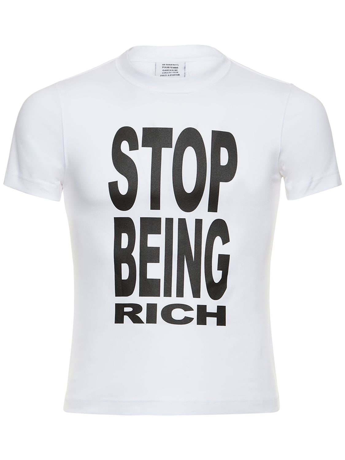 T-shirt Stop Being Rich In Cotone Con Stampa - VETEMENTS - Modalova