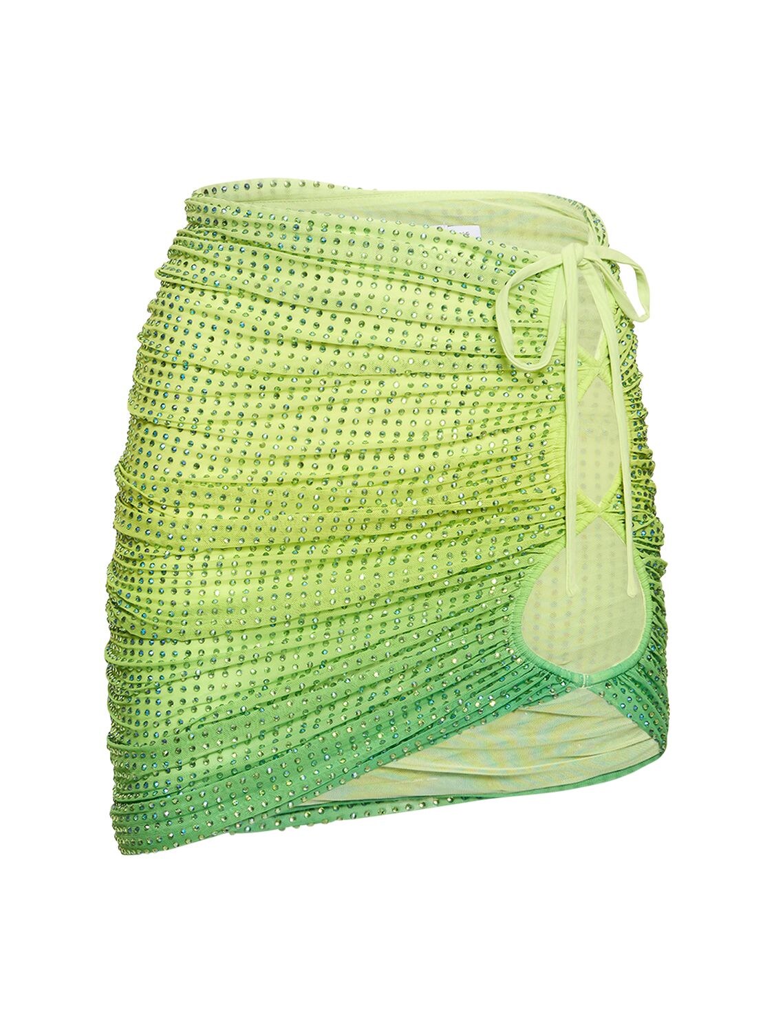 Green Hotfix Mesh Tie-side Mini Skirt - SELF-PORTRAIT - Modalova