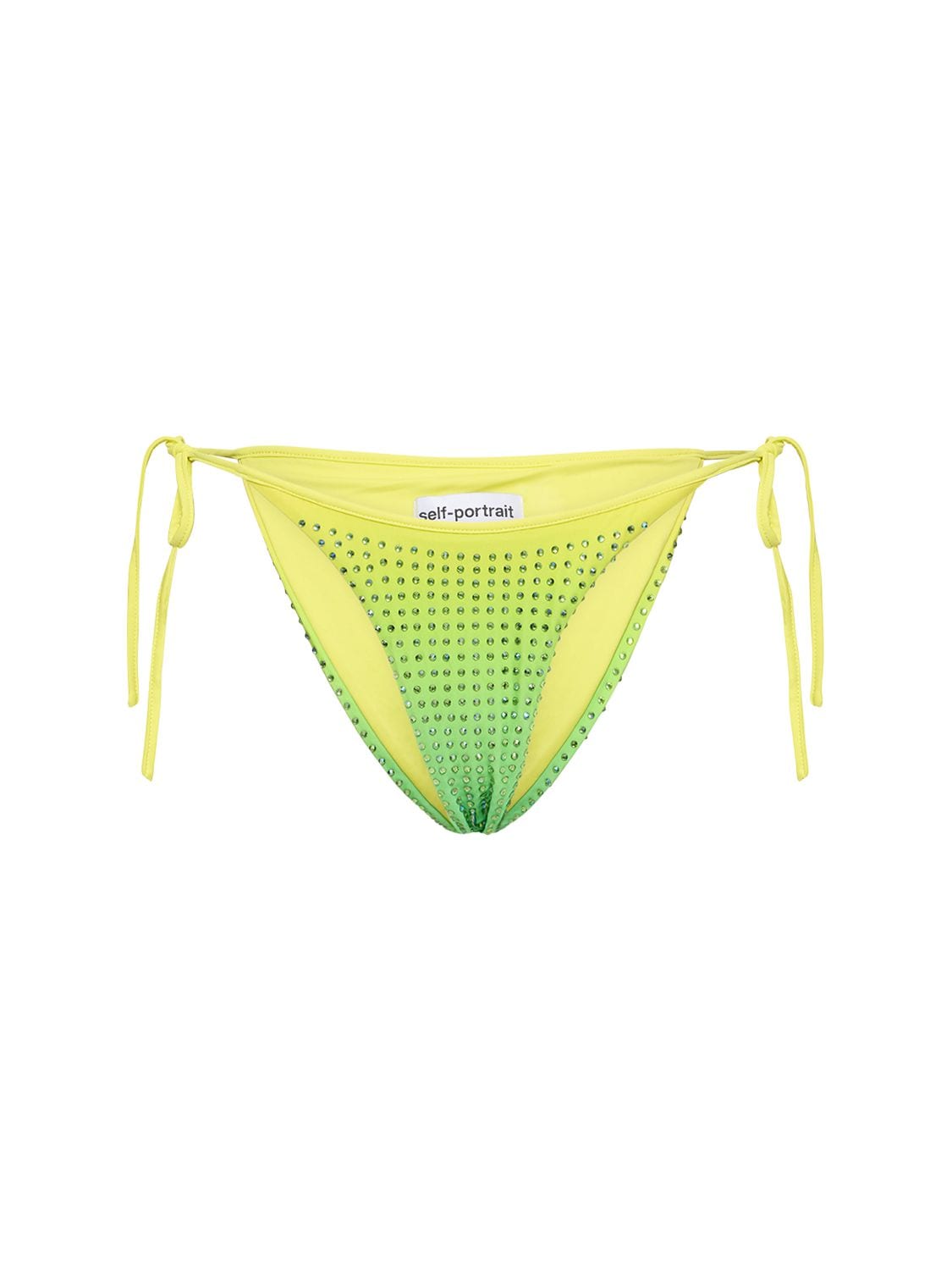 Green Hotfix Tie Side Bikini Briefs - SELF-PORTRAIT - Modalova