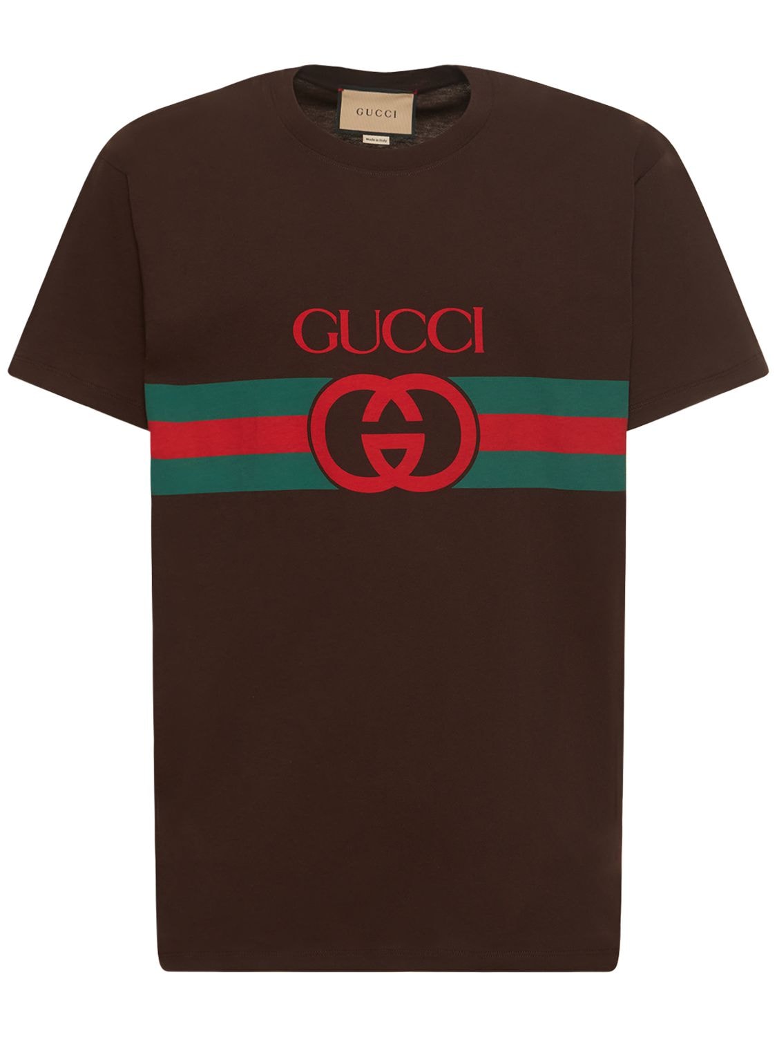 T-shirt In Cotone Con Stampa Gg - GUCCI - Modalova