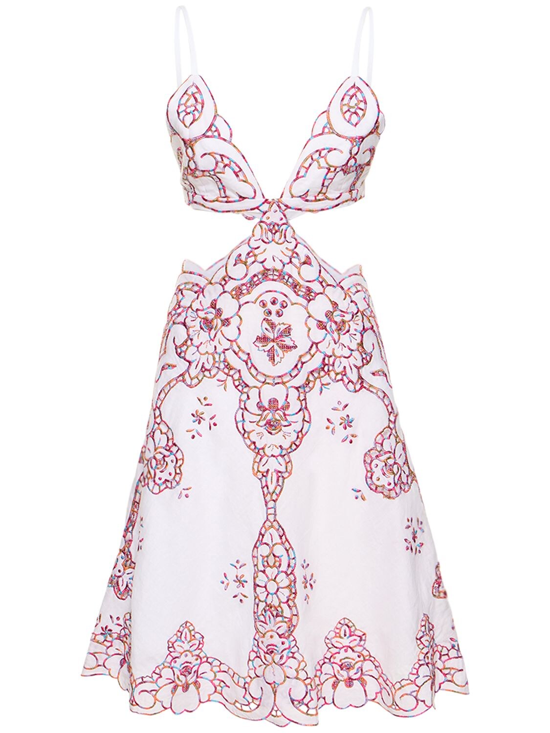Leona Embroidered Linen Mini Dress - COSTARELLOS - Modalova
