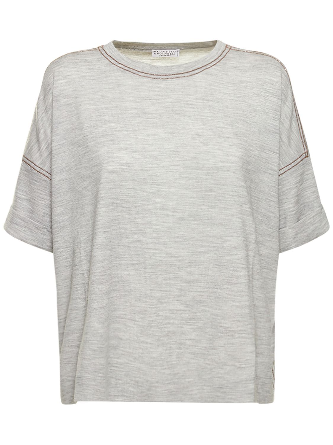 Wool & Cashmere Jersey Oversize T-shirt - BRUNELLO CUCINELLI - Modalova