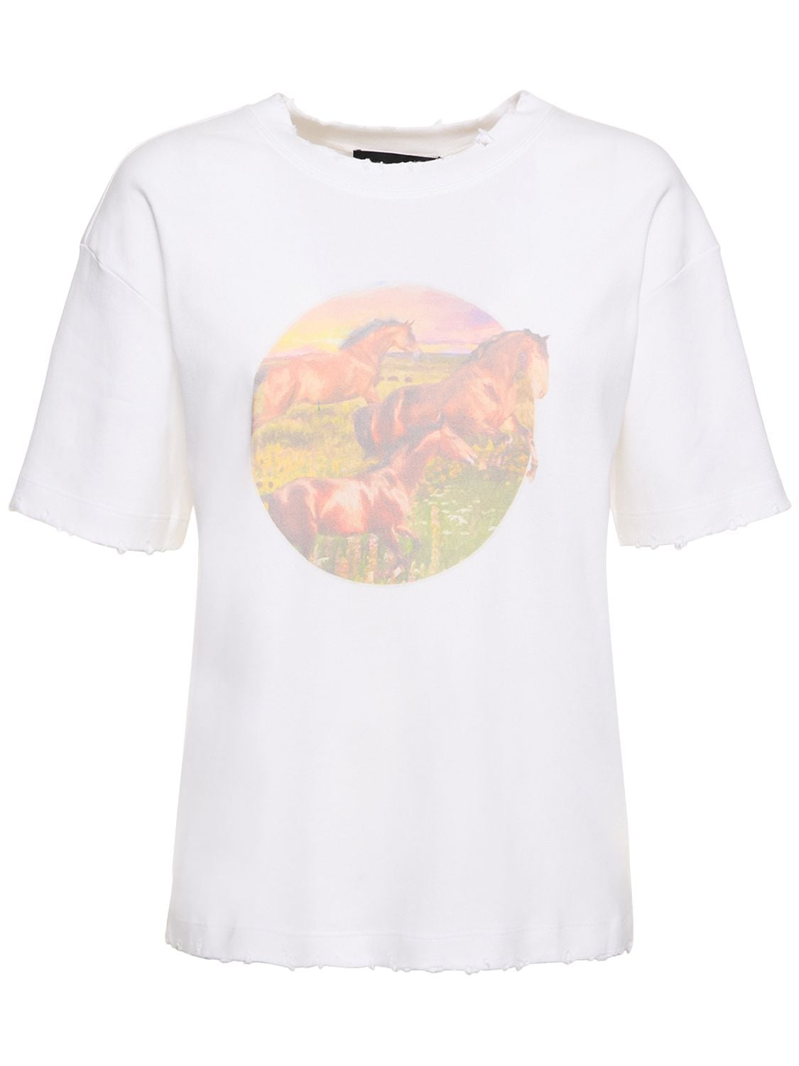 The Dorothy Horses Print Jersey T-shirt - BRANDON MAXWELL - Modalova