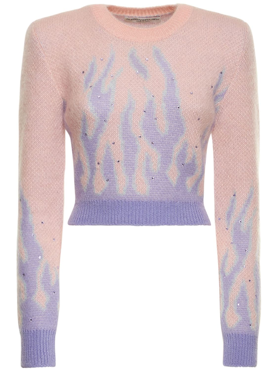 Flames Jacquard Knit Cropped Sweater - ALESSANDRA RICH - Modalova