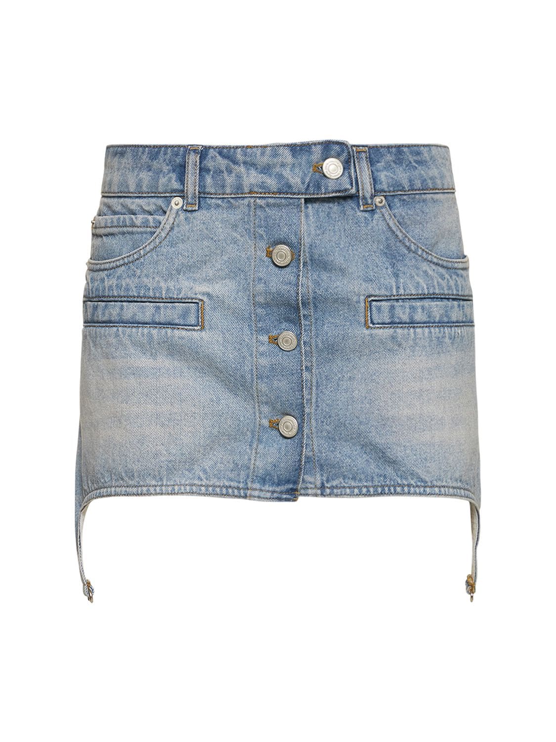 Cotton Denim Strap Mini Skirt - COURREGES - Modalova