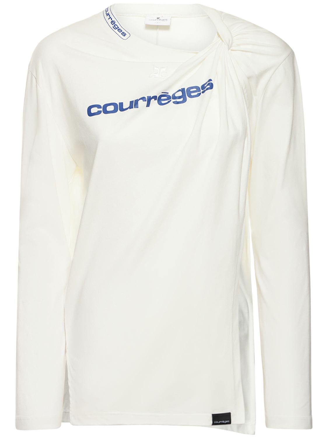 Logo Printed Twisted Cotton Jersey Top - COURREGES - Modalova