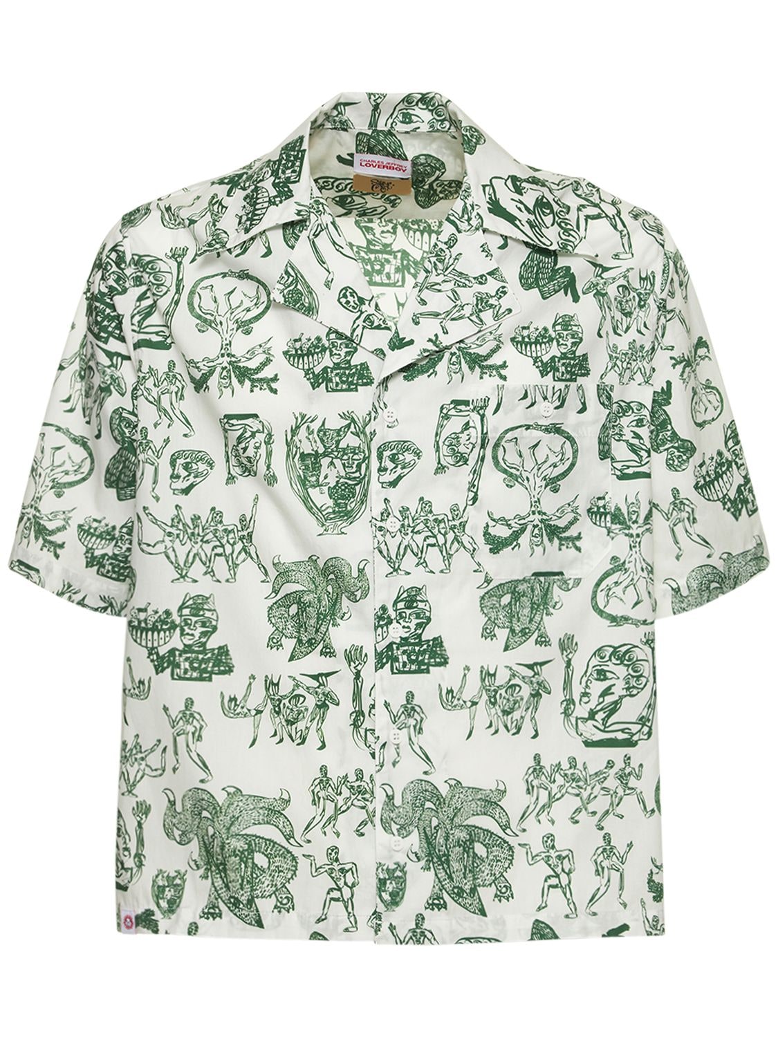 Printed Organic Cotton S/s Bowling Shirt - CHARLES JEFFREY LOVERBOY - Modalova