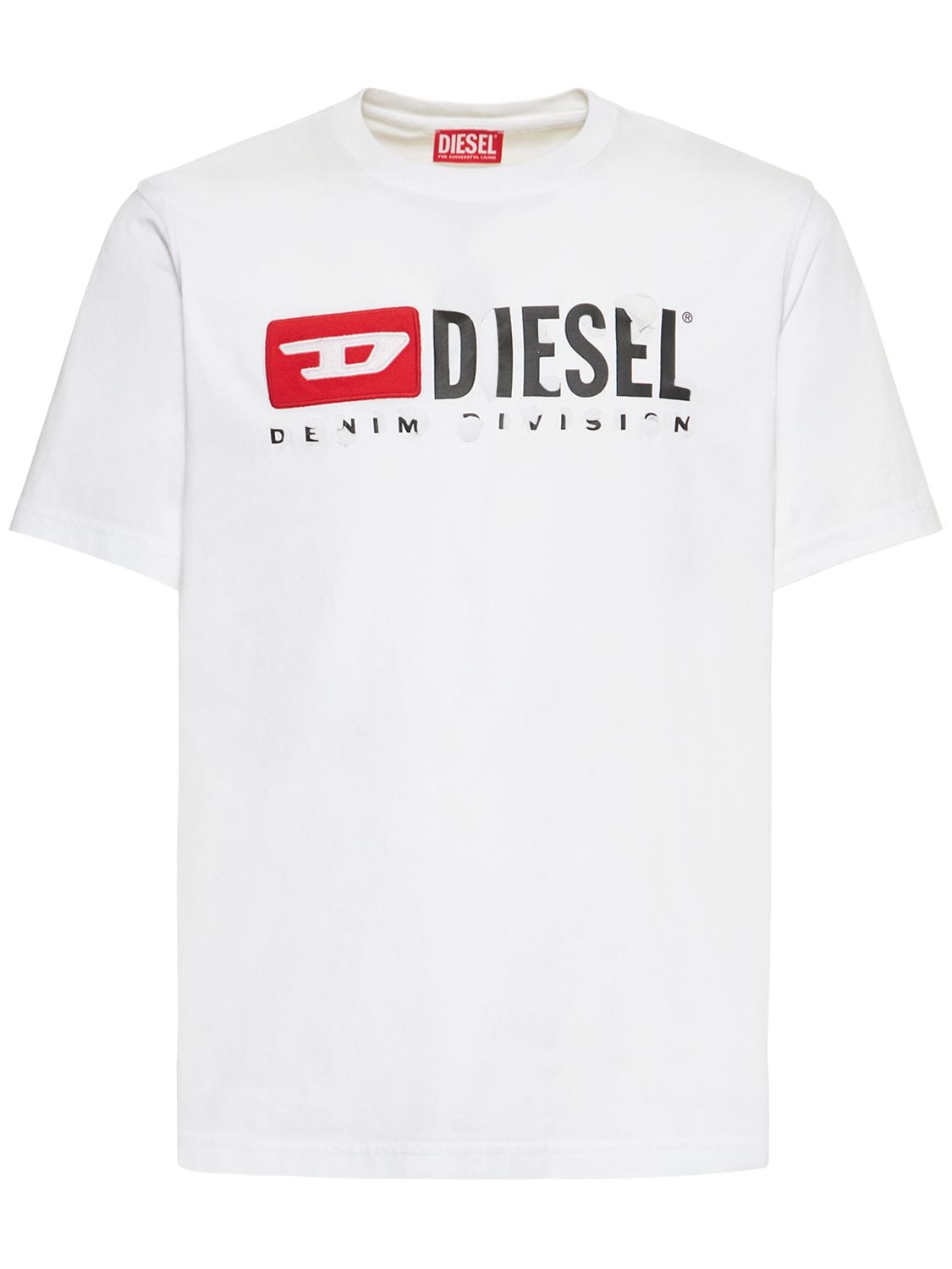 T-shirt In Jersey Di Cotone Destroyed Con Logo - DIESEL - Modalova