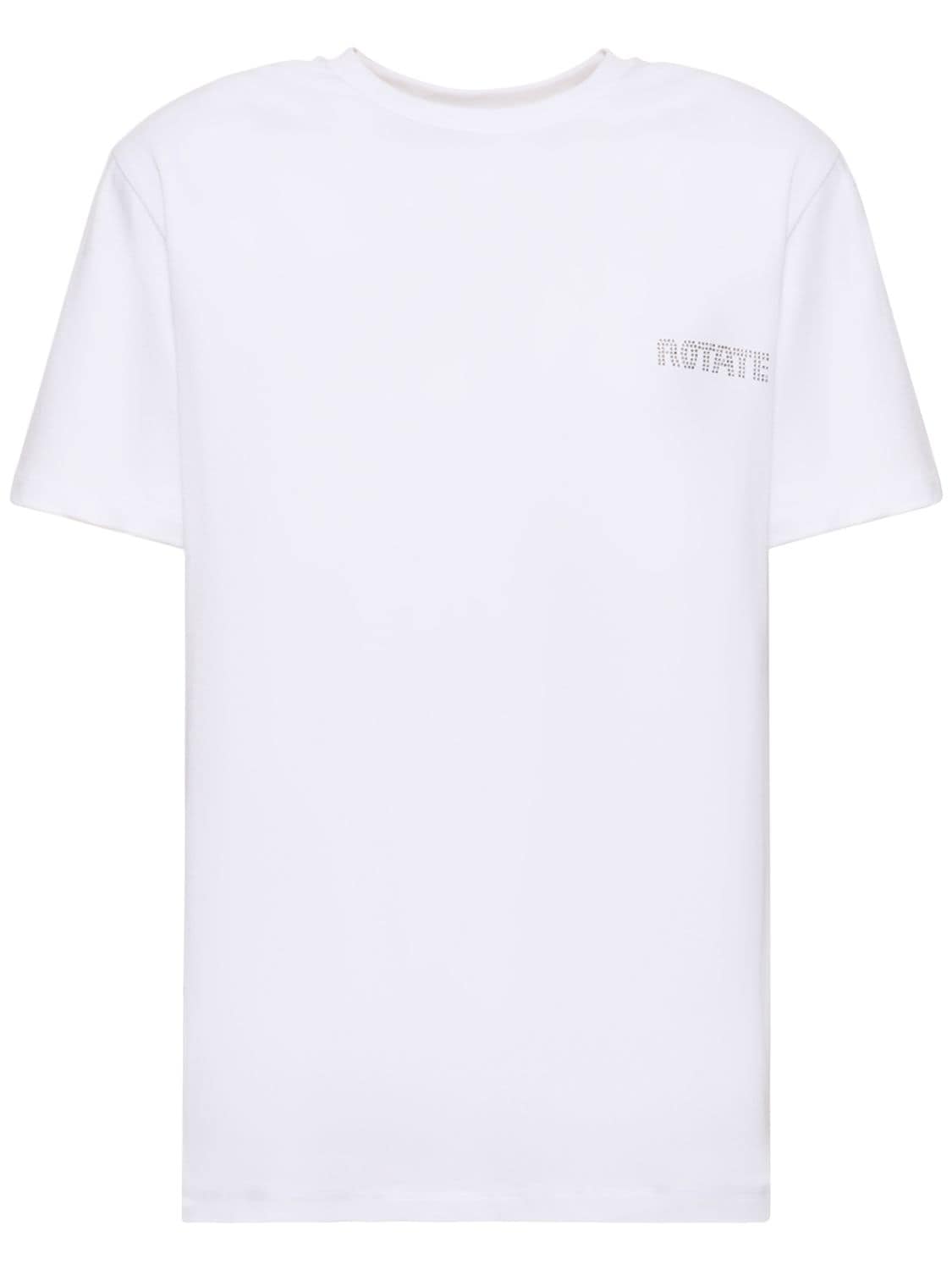 Boxy Laser Cut Organic Cotton T-shirt - ROTATE - Modalova