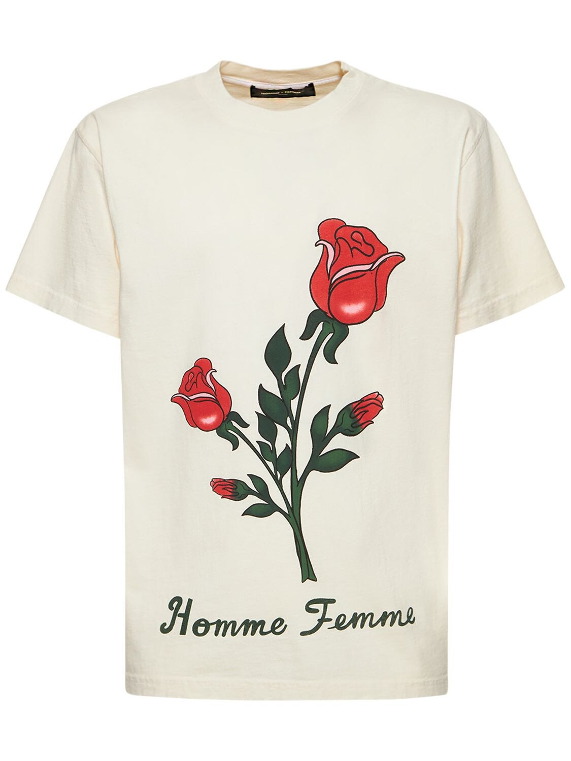 T-shirt Poetry In Jersey Di Cotone Con Stampa - HOMME + FEMME LA - Modalova