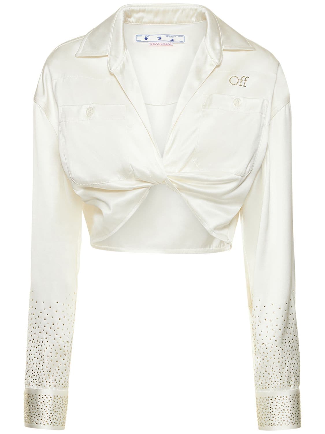 Camicia Cropped Bling In Duchesse - OFF-WHITE - Modalova