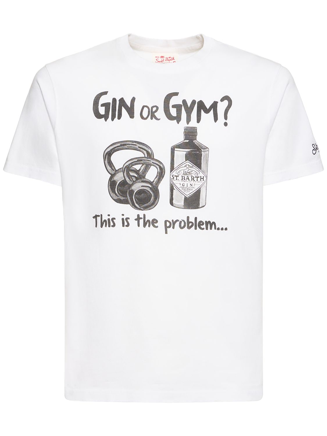 T-shirt Aus Baumwolljersey "gin Or Gym“ - MC2 SAINT BARTH - Modalova