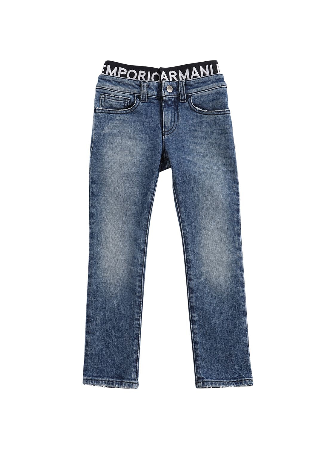Enge Jeans Aus Stretch-baumwolldenim Mit Logo - EMPORIO ARMANI - Modalova