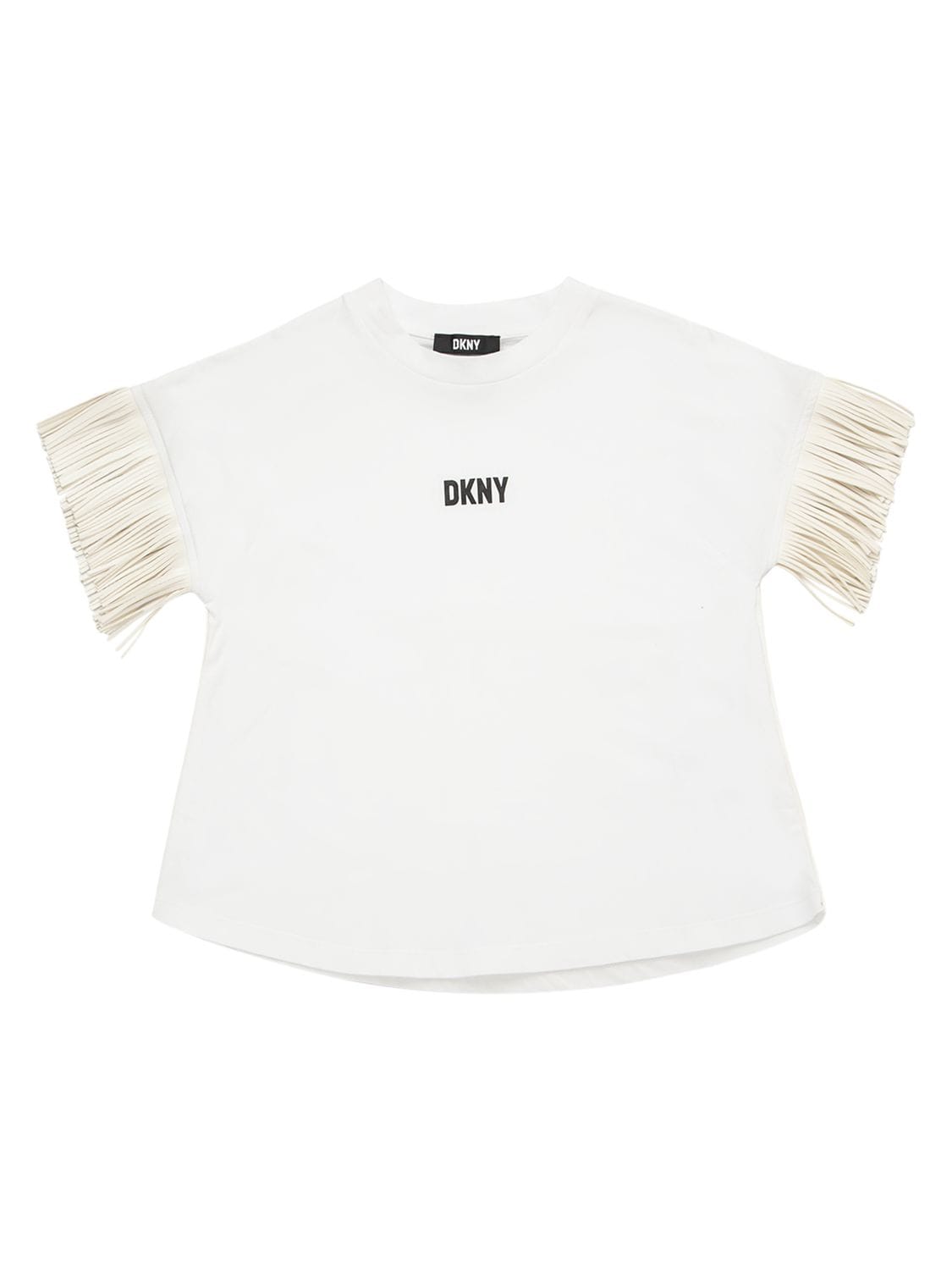 T-shirt In Jersey Di Cotone Con Frange - DKNY - Modalova