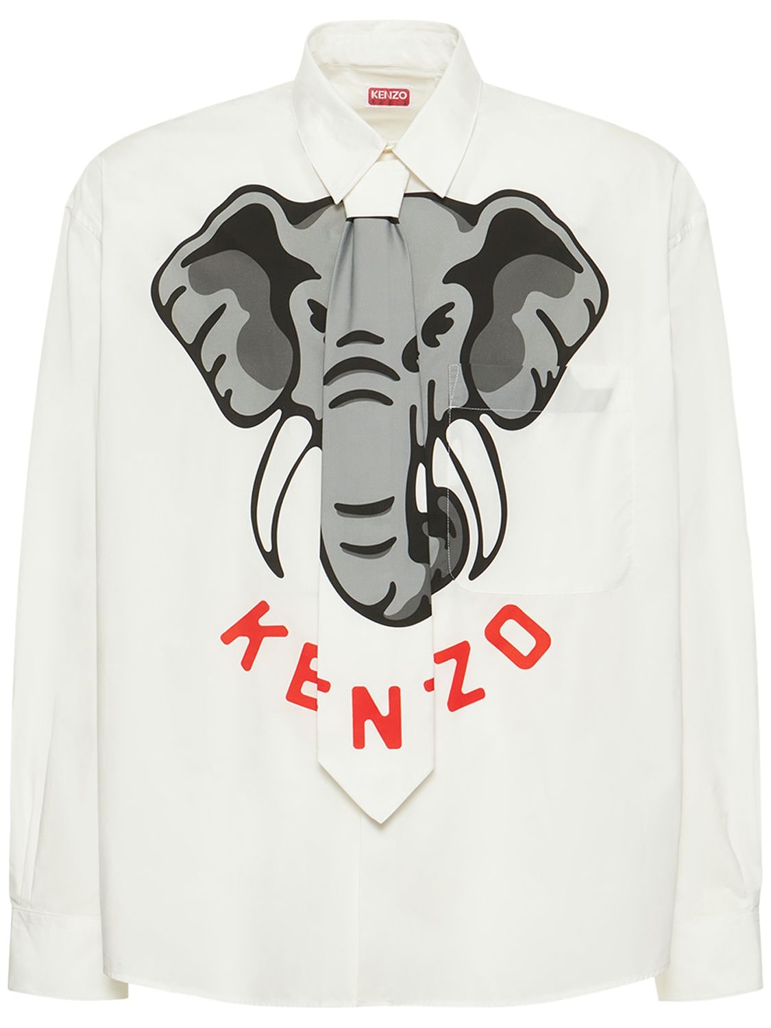 Camicia Elephant In Popeline Di Cotone - KENZO PARIS - Modalova