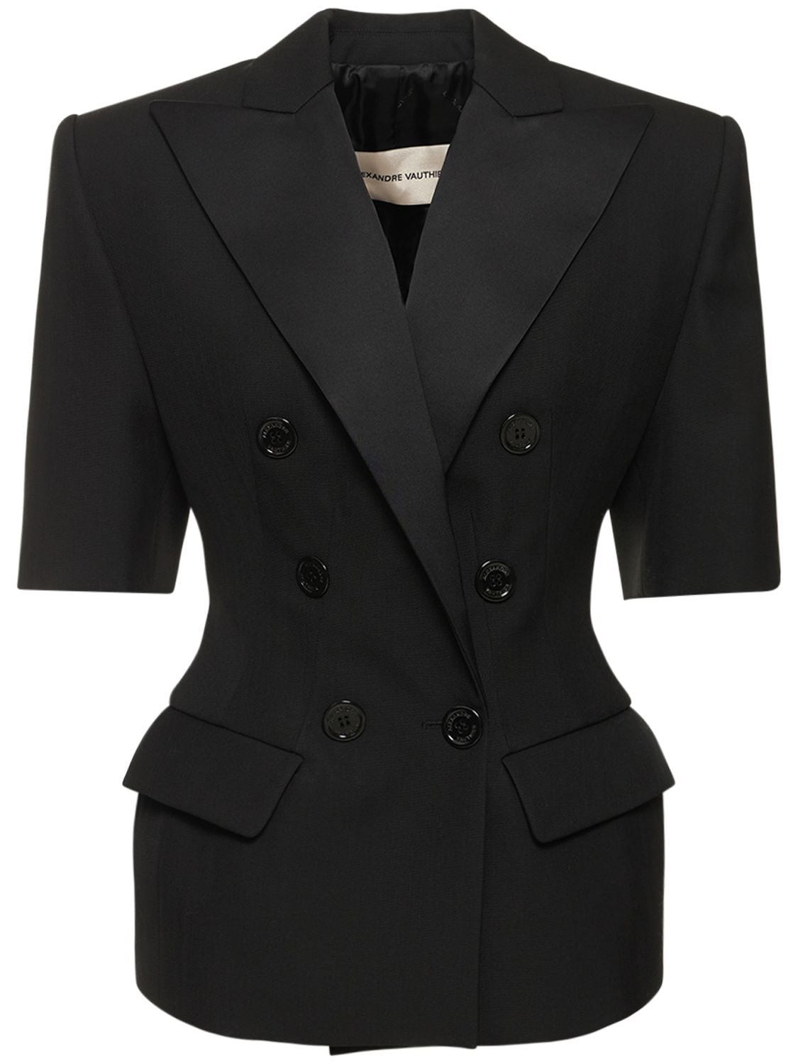 Short Sleeve Wool Twill Tuxedo Jacket - ALEXANDRE VAUTHIER - Modalova