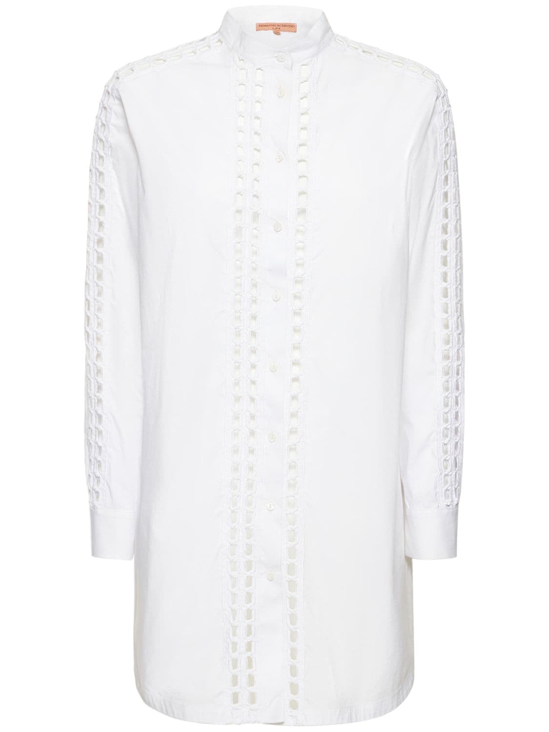 Cotton Poplin Embroidered Shirt Dress - ERMANNO SCERVINO - Modalova
