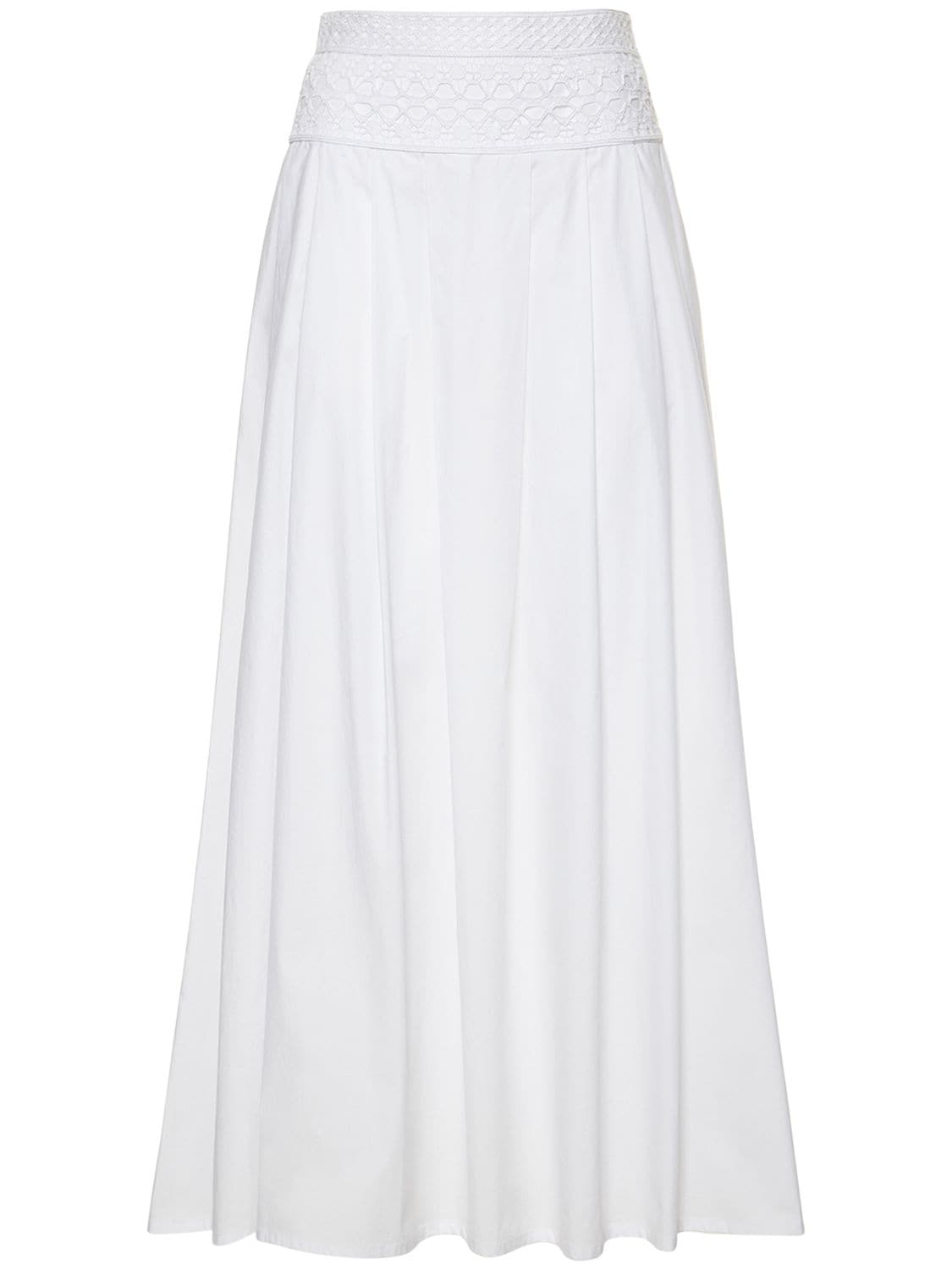 Cotton Poplin Embroidered Long Skirt - ERMANNO SCERVINO - Modalova