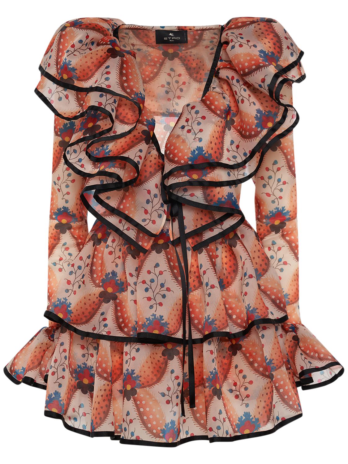 Ruffled Printed Chiffon Mini Dress - ETRO - Modalova