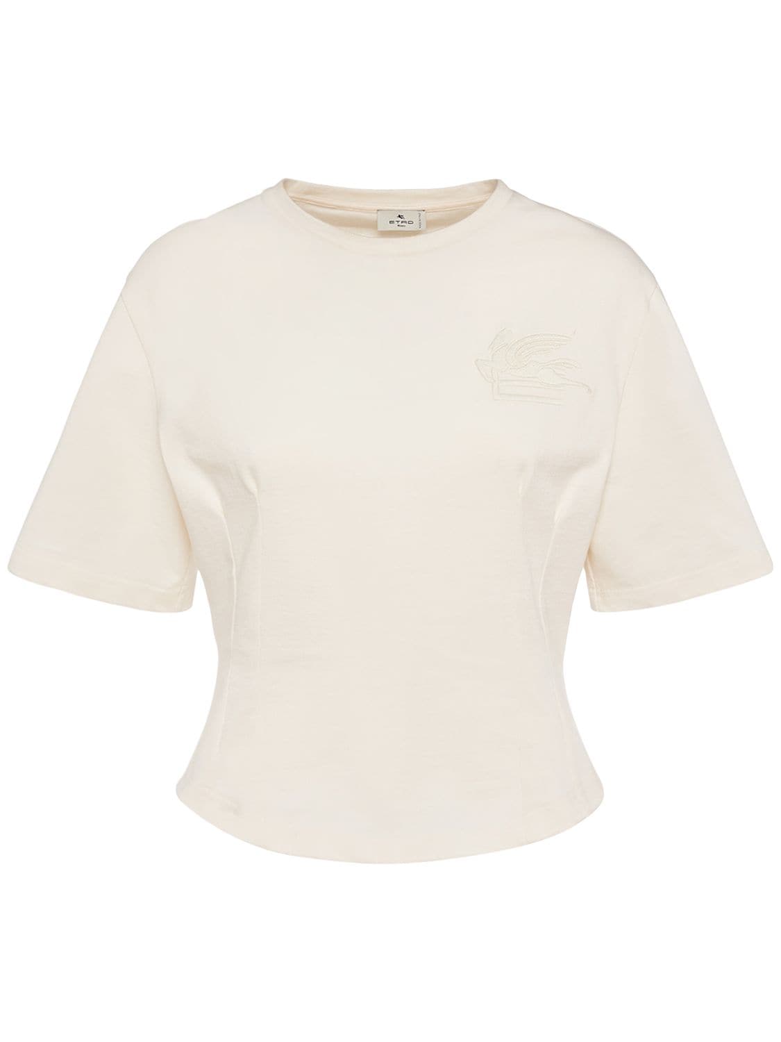 Logo Cotton Jersey Crop T-shirt - ETRO - Modalova