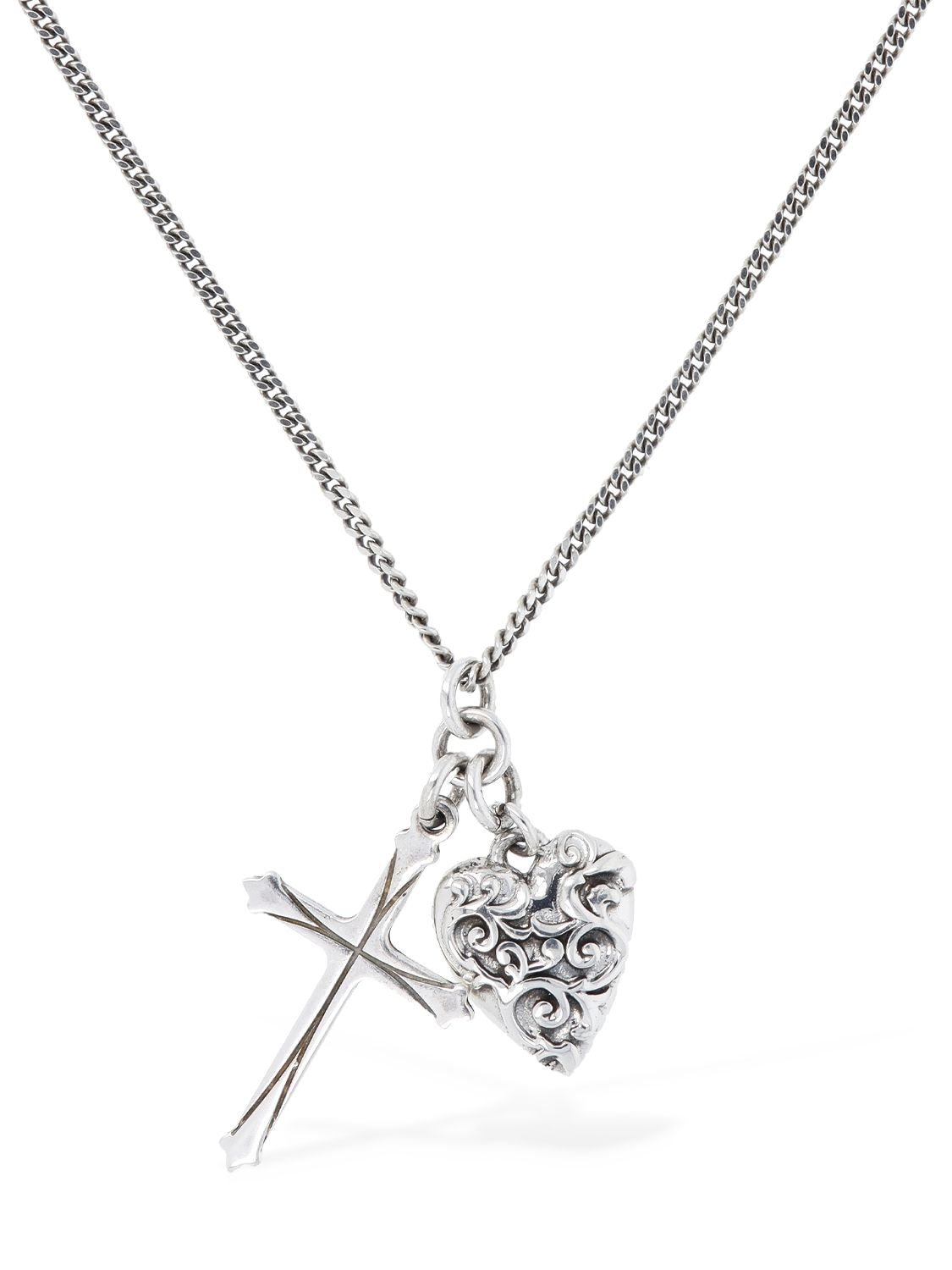 Cross & Arabesque Heart Charm Necklace - EMANUELE BICOCCHI - Modalova