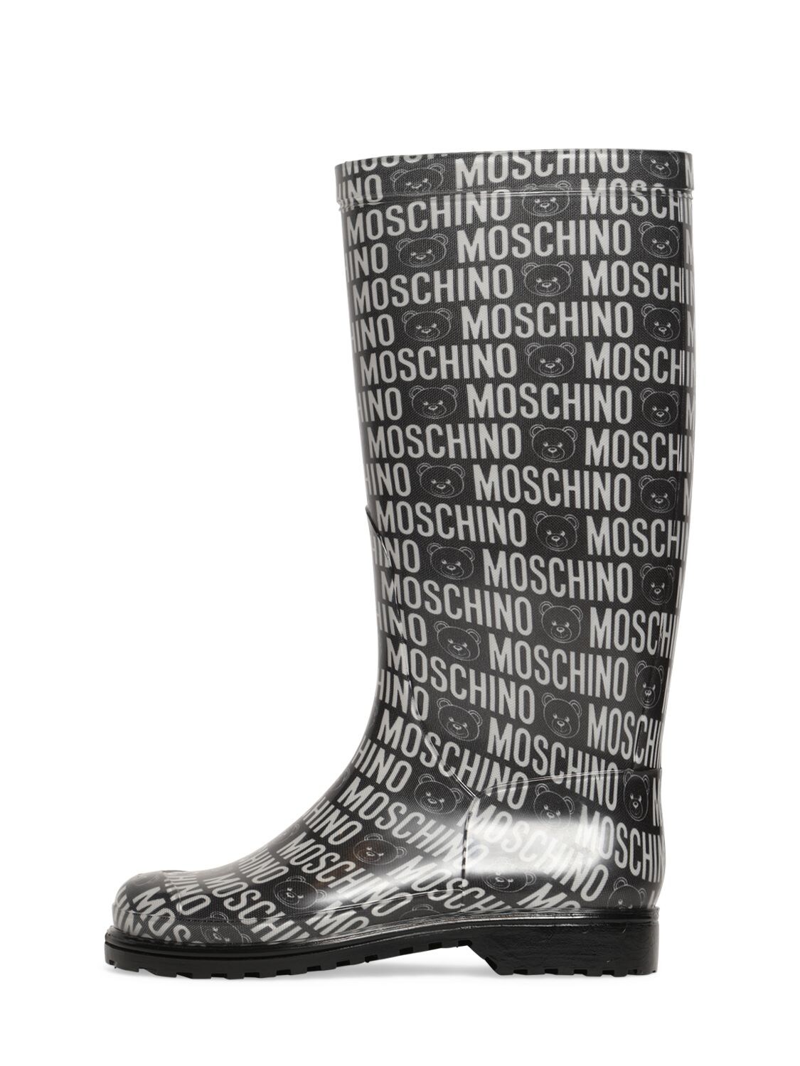Stivali Da Pioggia In Gomma Con Logo - MOSCHINO - Modalova